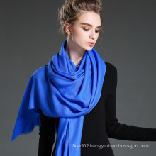 Women Blue Twill Wool Scarf Shawl